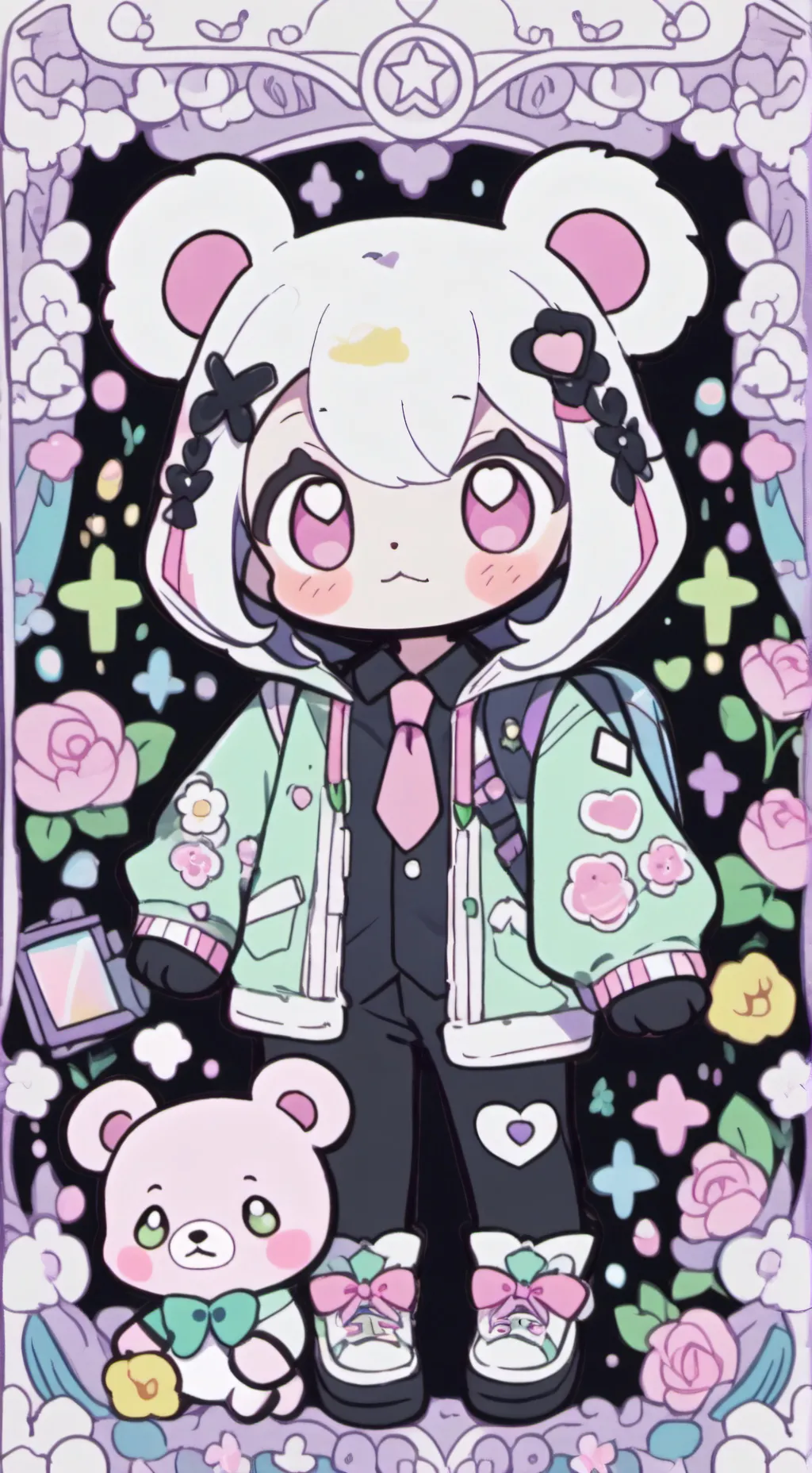 ai character: Rocking chrol bear background