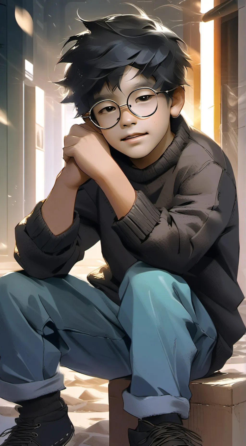 ai character: Carl in movie form background