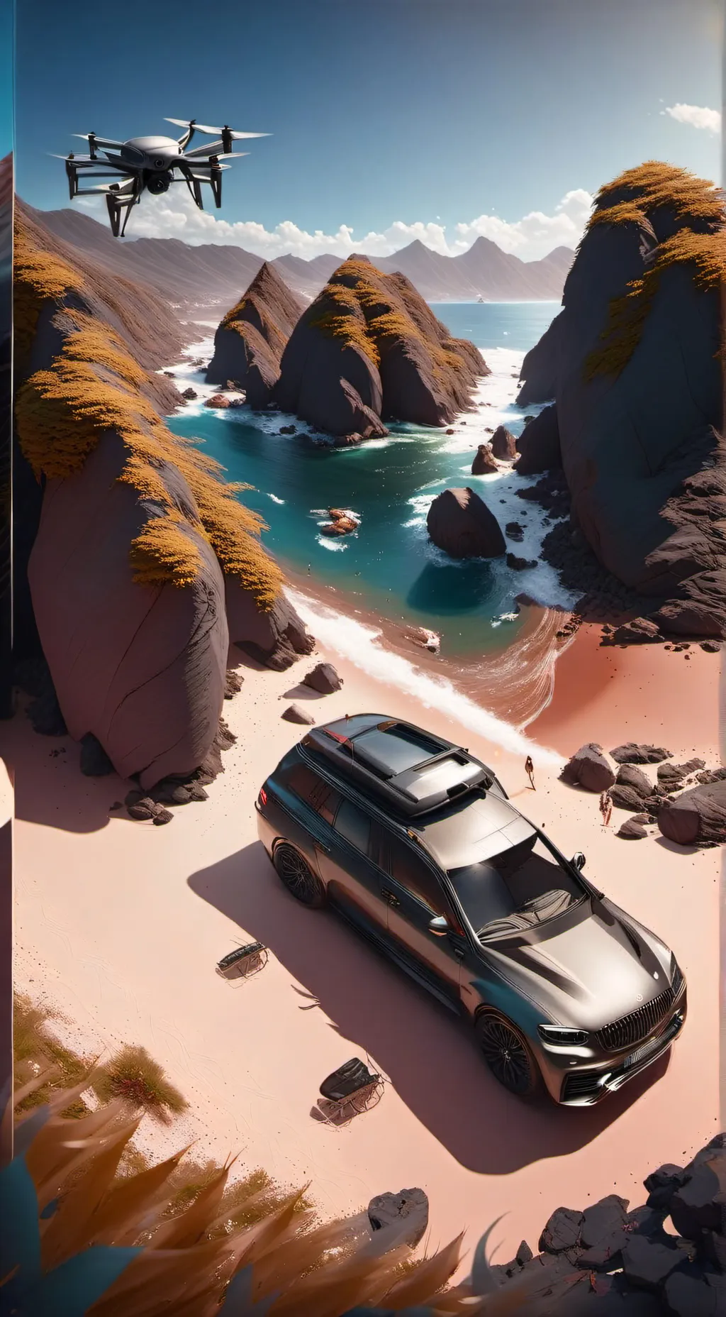 ai character: MD beach background