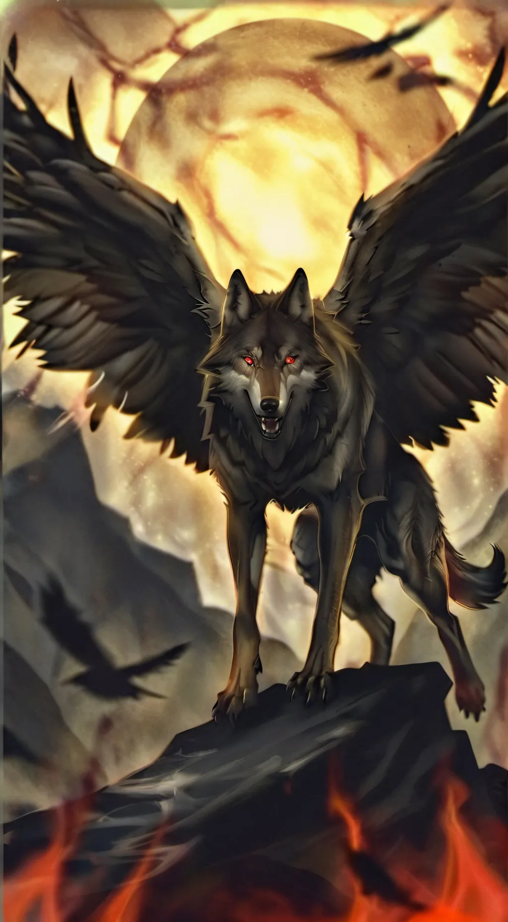 ai character: Flame background