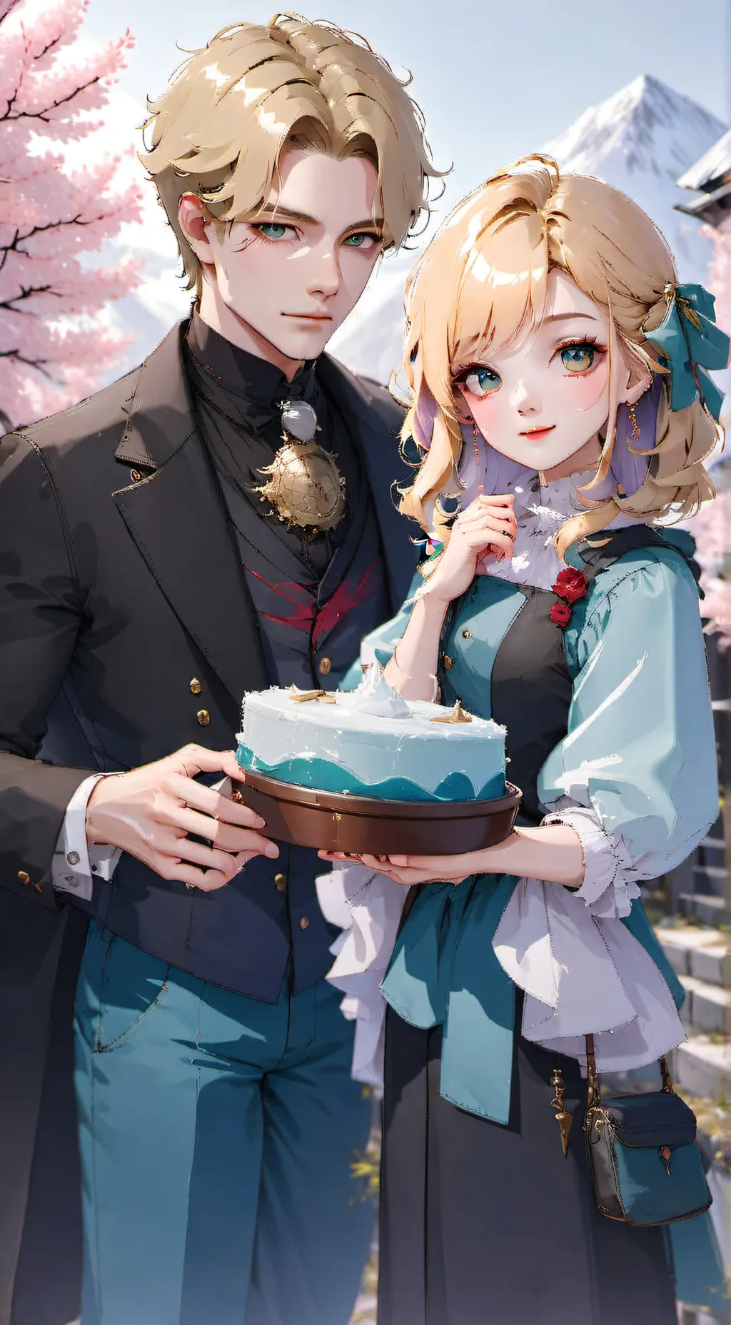 ai character: Nino et Lia  background