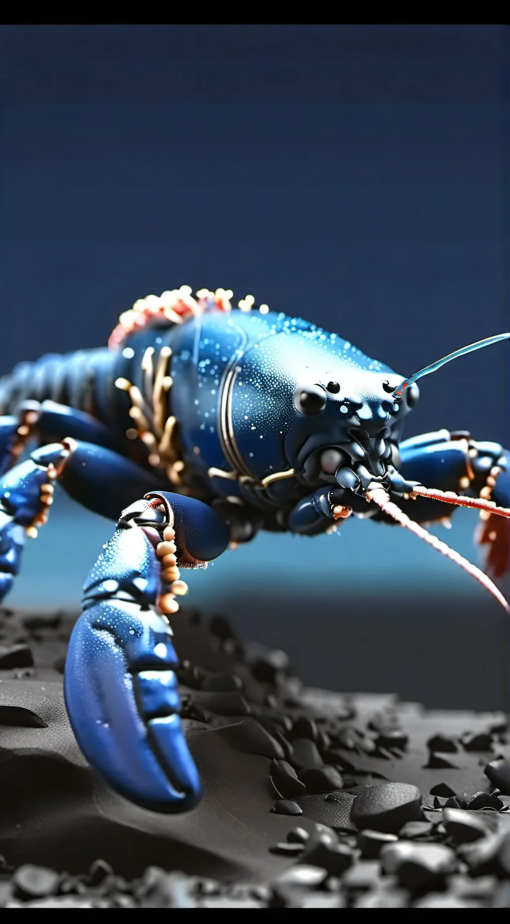 ai character: BLUE LOBSTER SCARE background