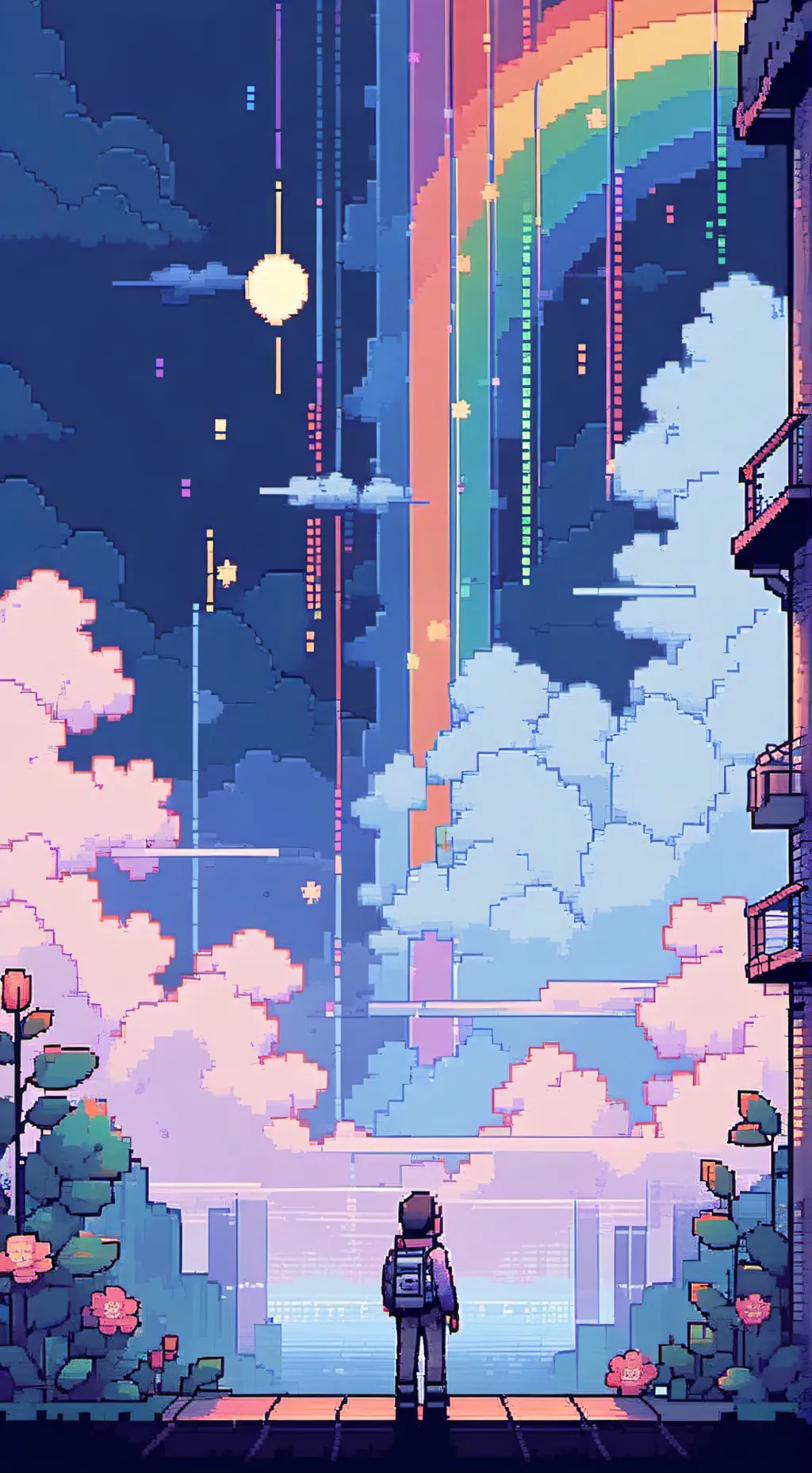 ai character: Dandy world Stormy background