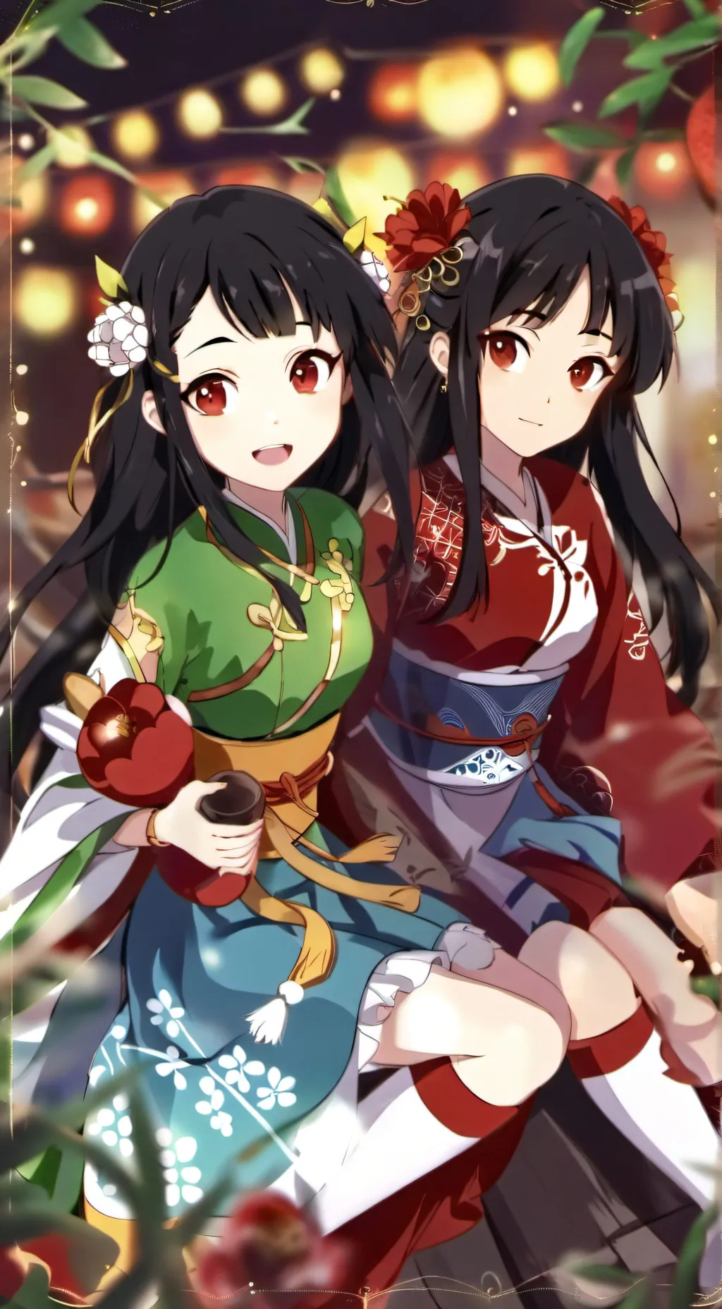 ai character: 2 drsgon girls  background