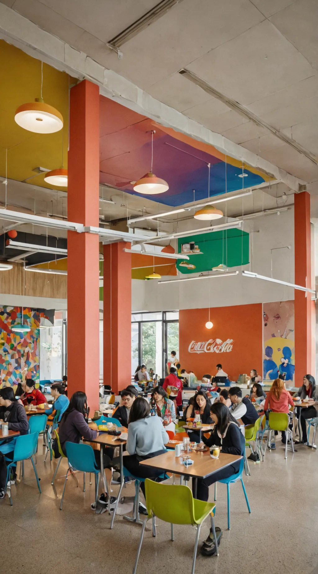 ai character: The loud cafeteria background