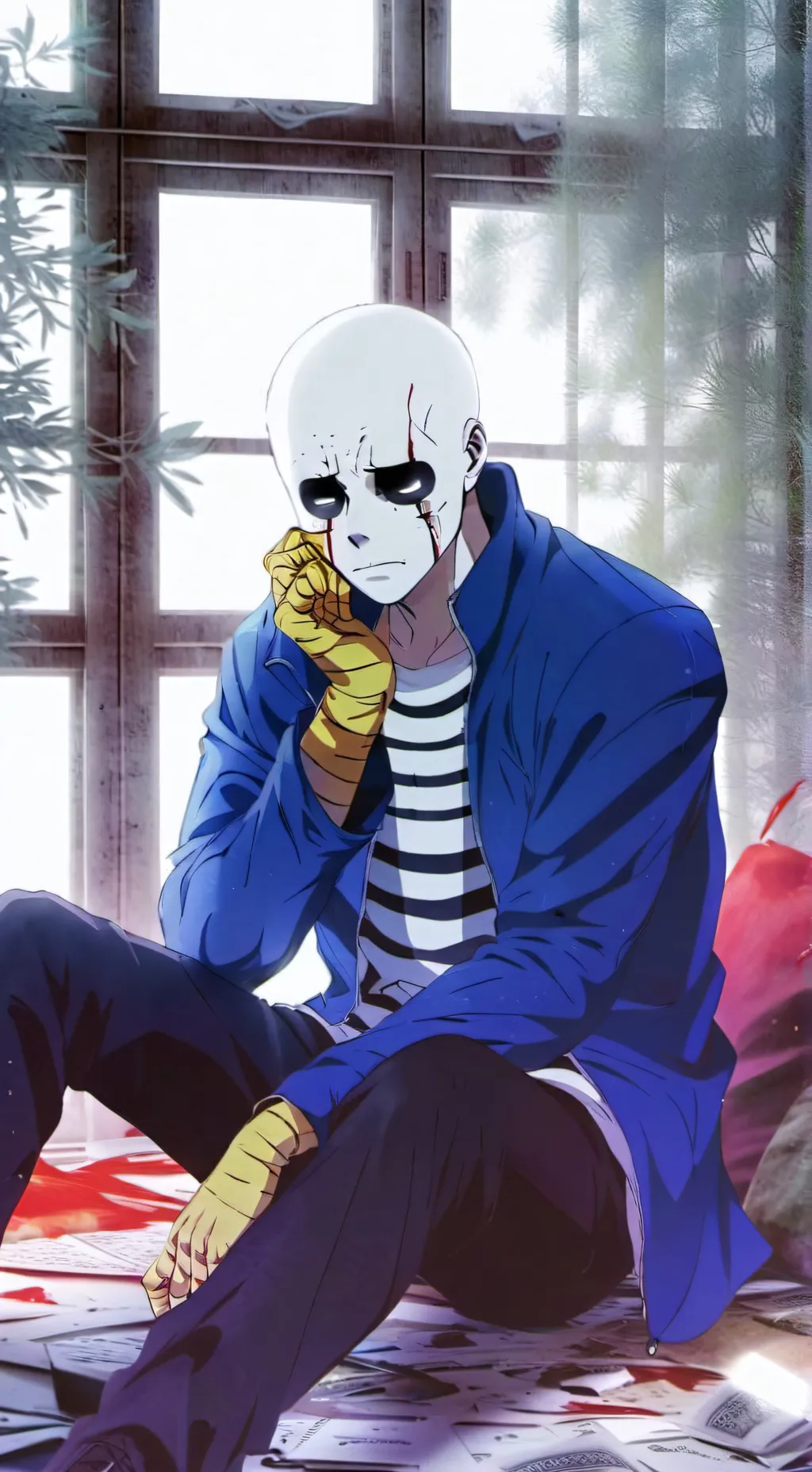 ai character: sad sans background