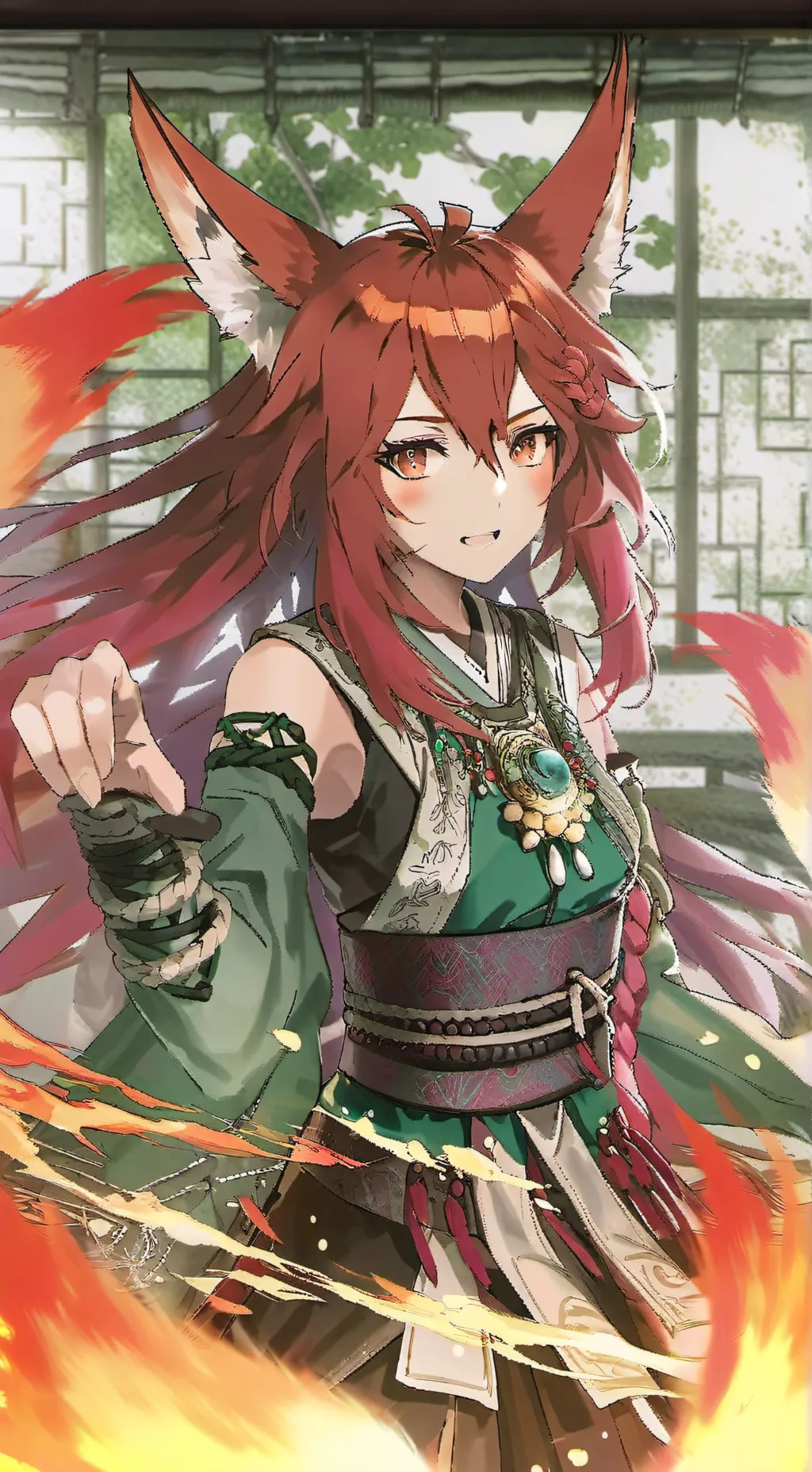 ai character: Scarlet Fury Spirit background