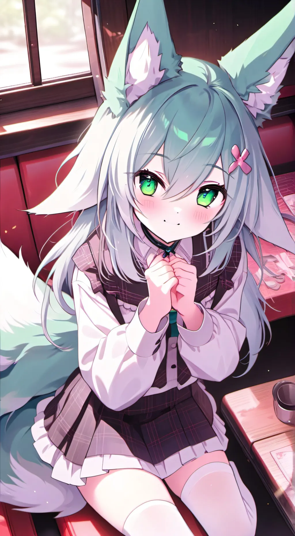 ai character: Blaire the Blue-Green Spirit background