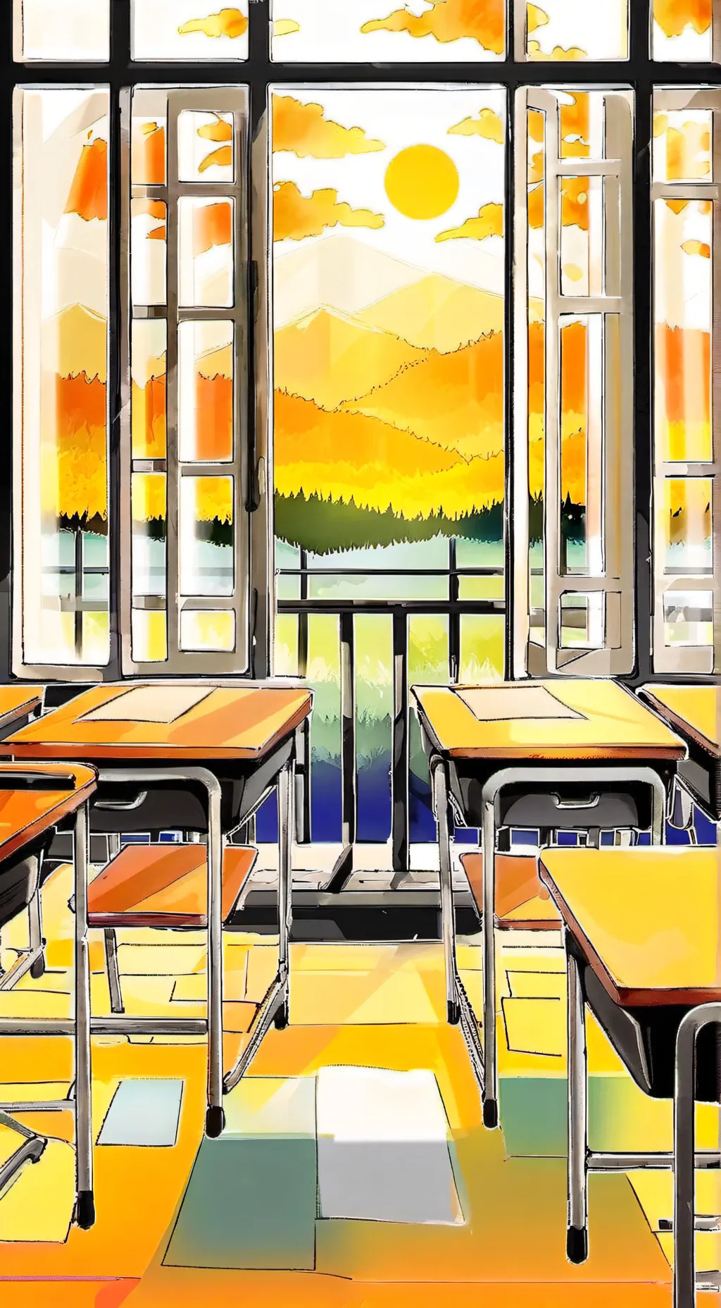 ai character: Sprunki school  background