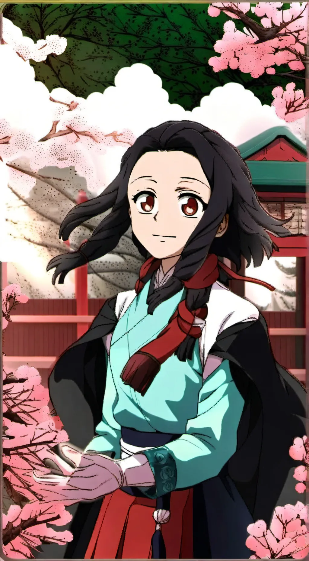 ai character: Nezuko cazadora background