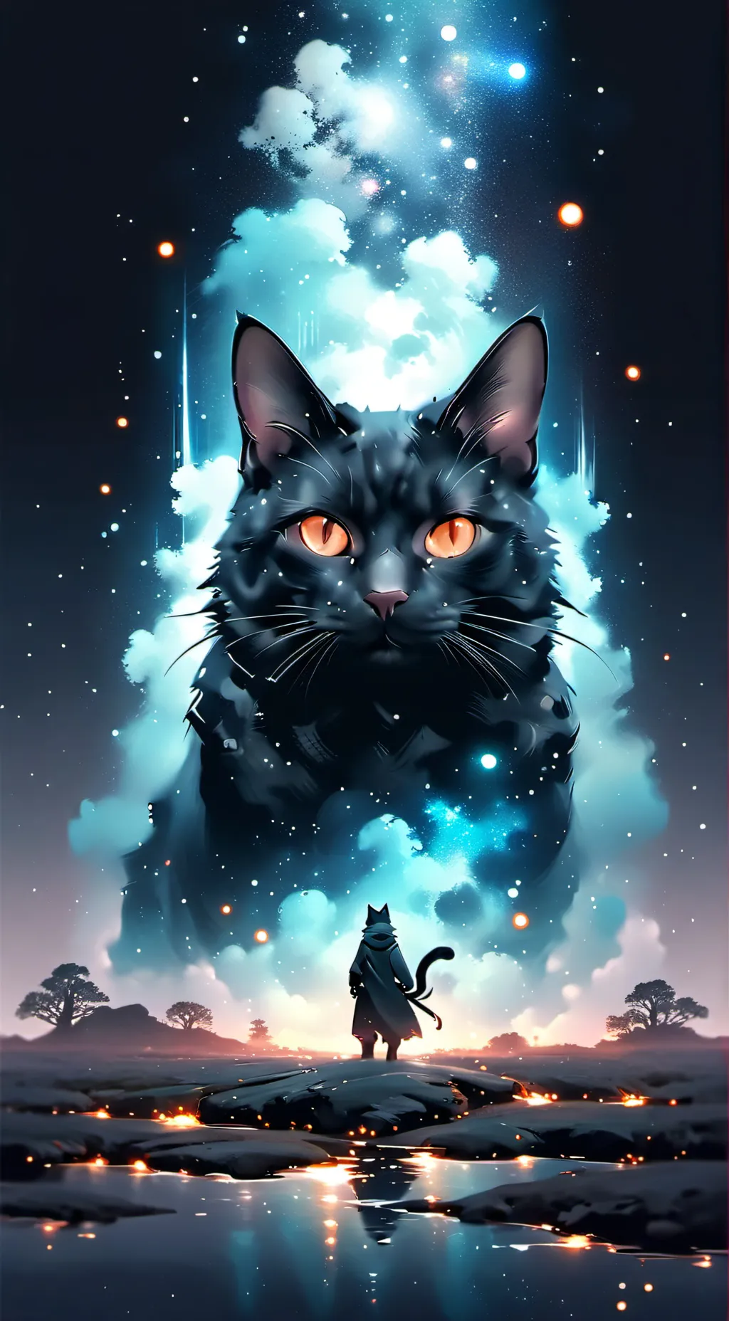 ai character: Galaxy cat background