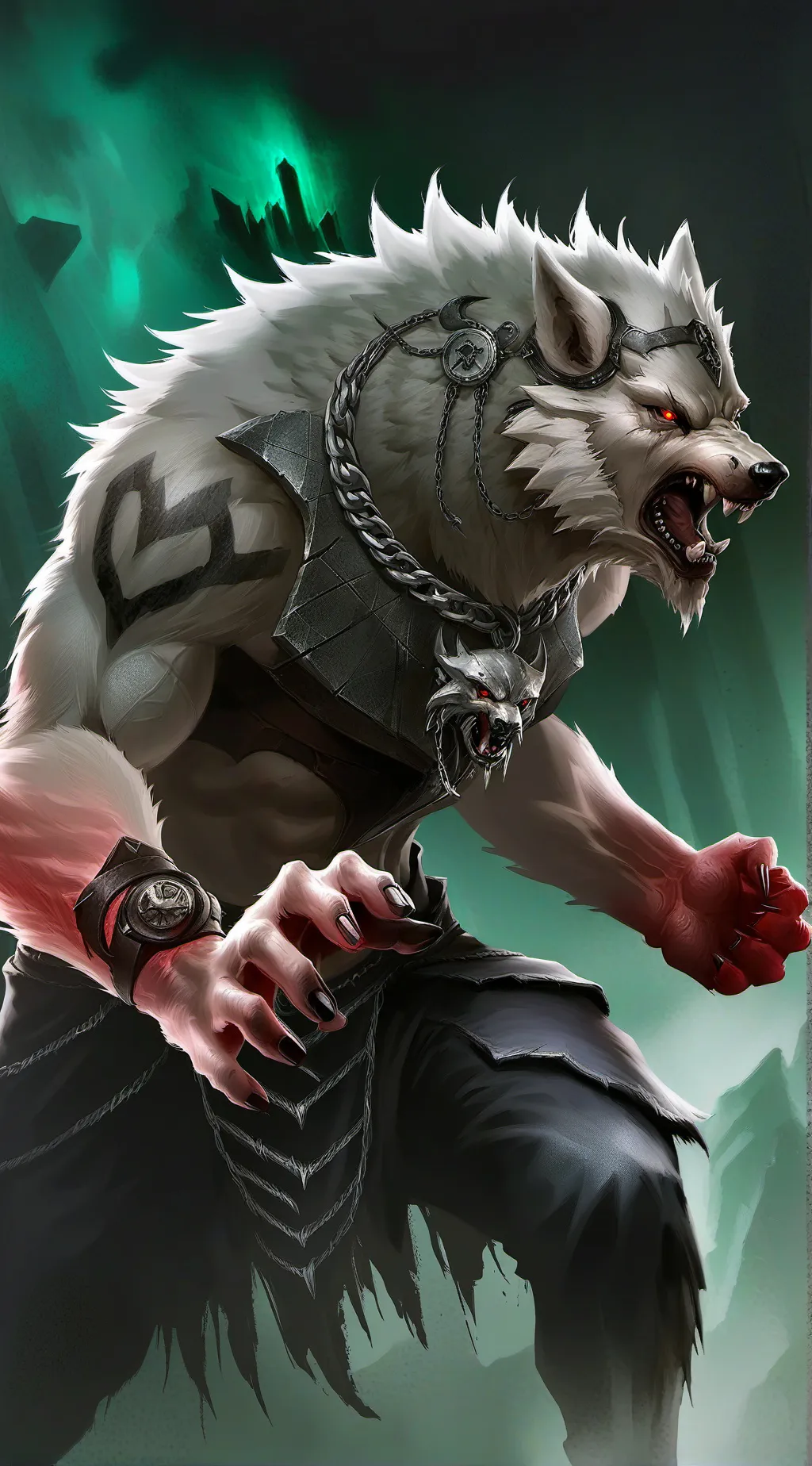 ai character: Werewire Wolf  background