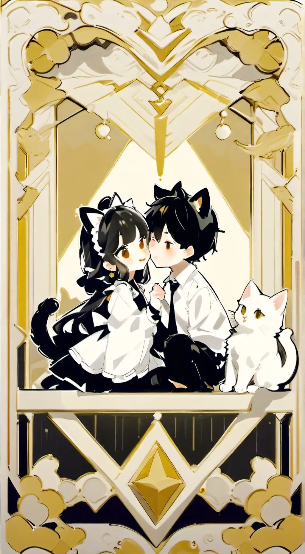 ai character: Two cat people  background