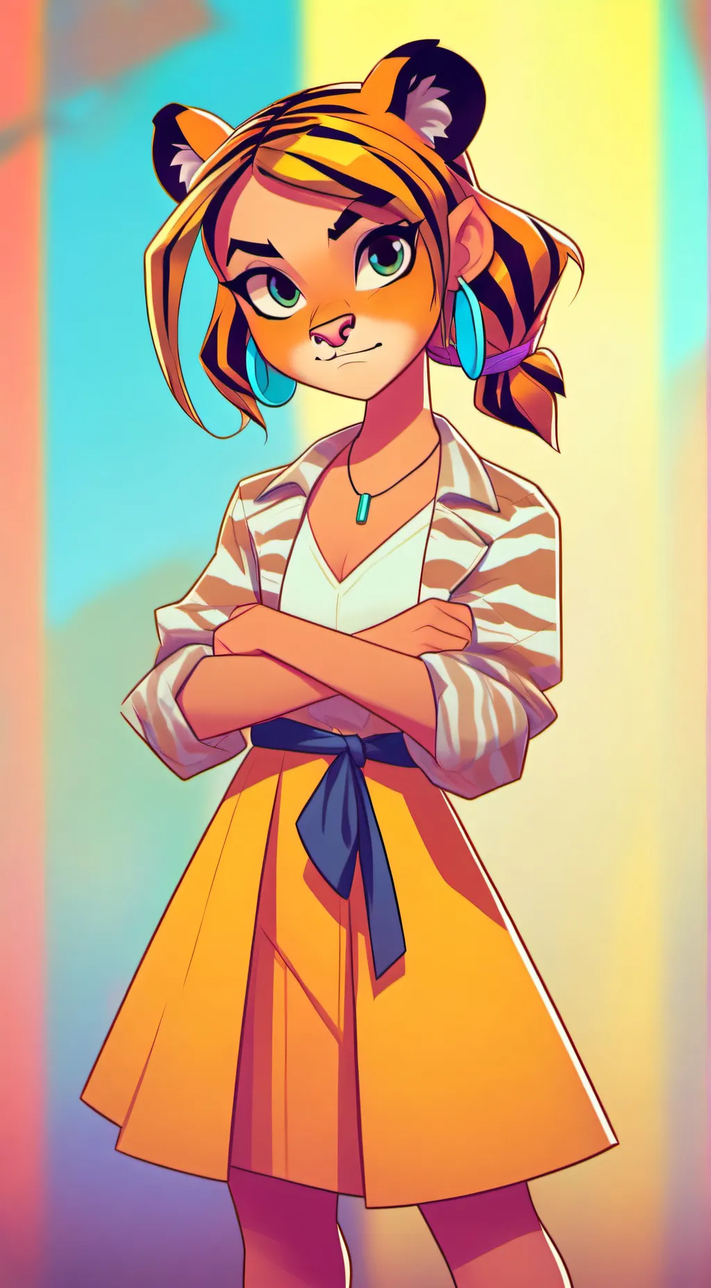 ai character: Tiger girl background