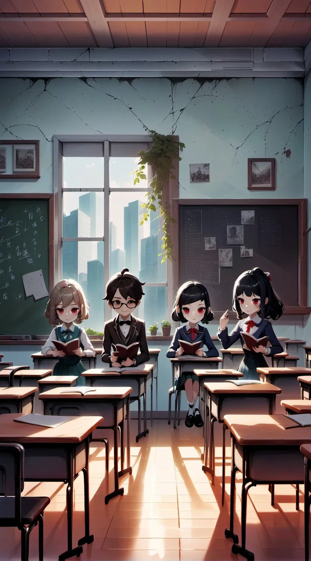 ai character: Haunted School background