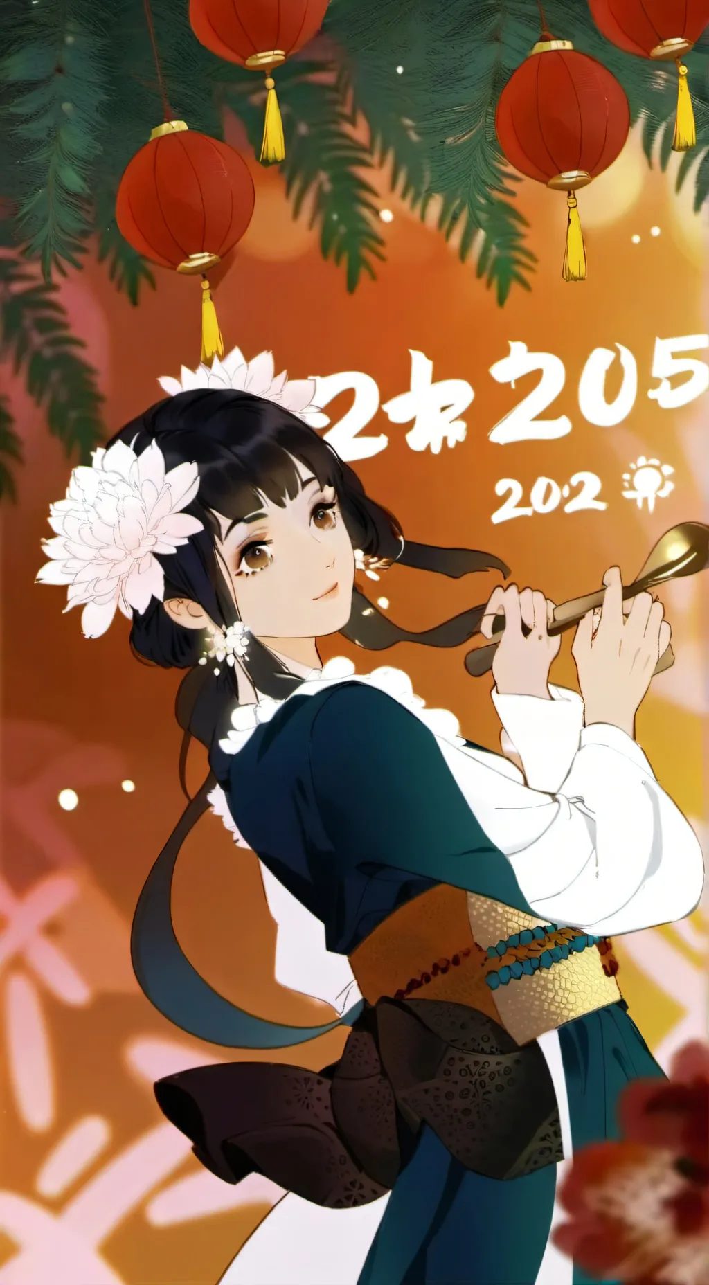 ai character: HAPPY NEW YEARR!📢🥳 background