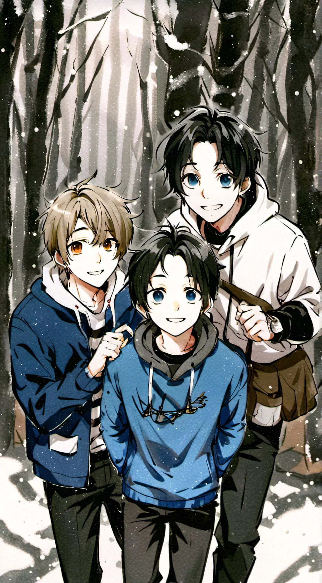 ai character: first time skiing background