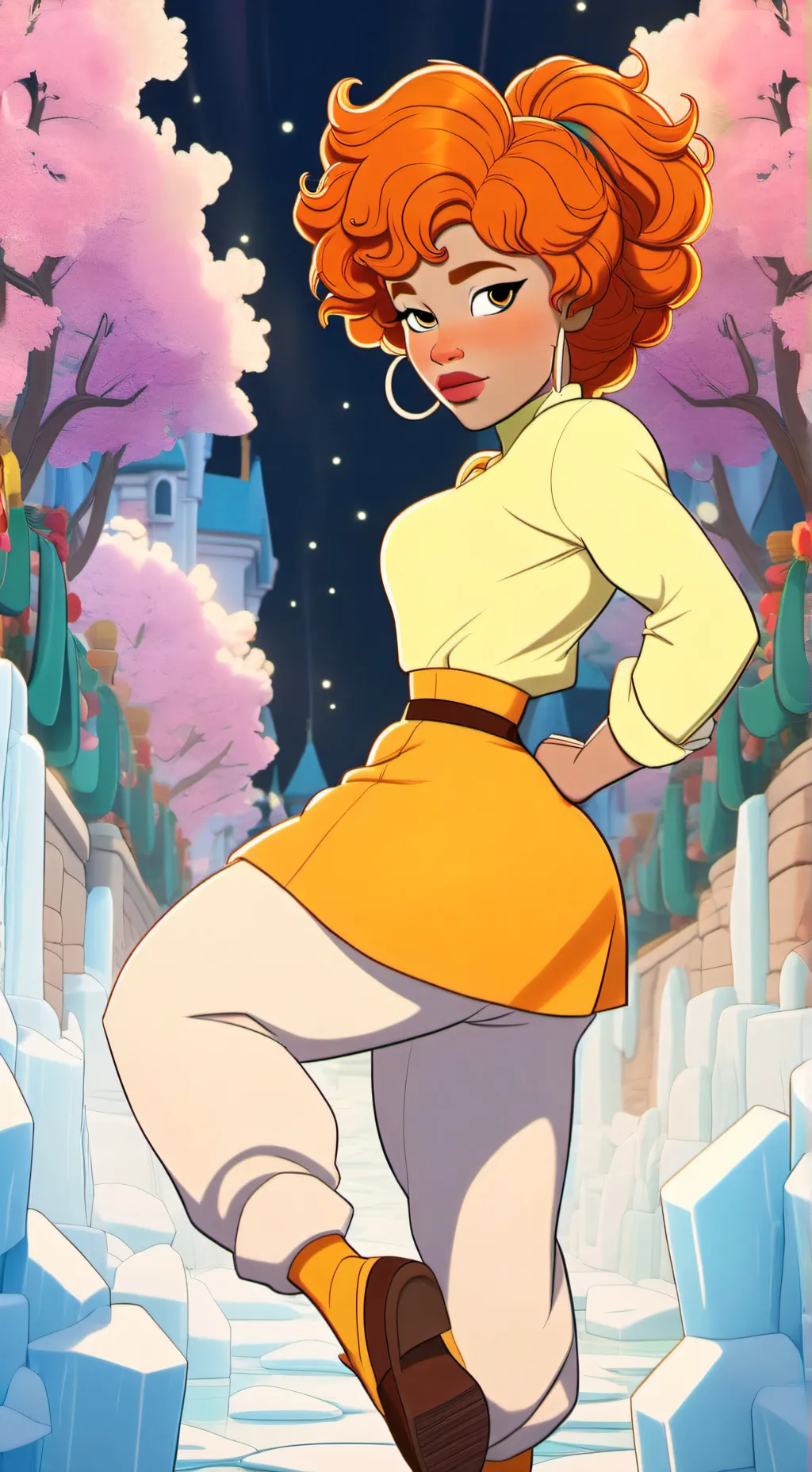 ai character: Cartoon ice spice  background