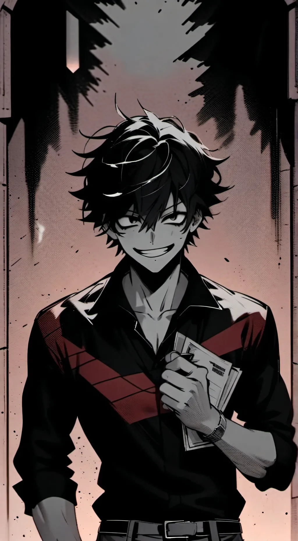 ai character: A4🖤🔪📄 background