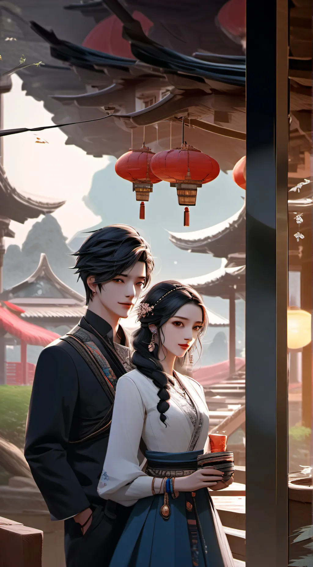 ai character: (carlos) y ( maria background