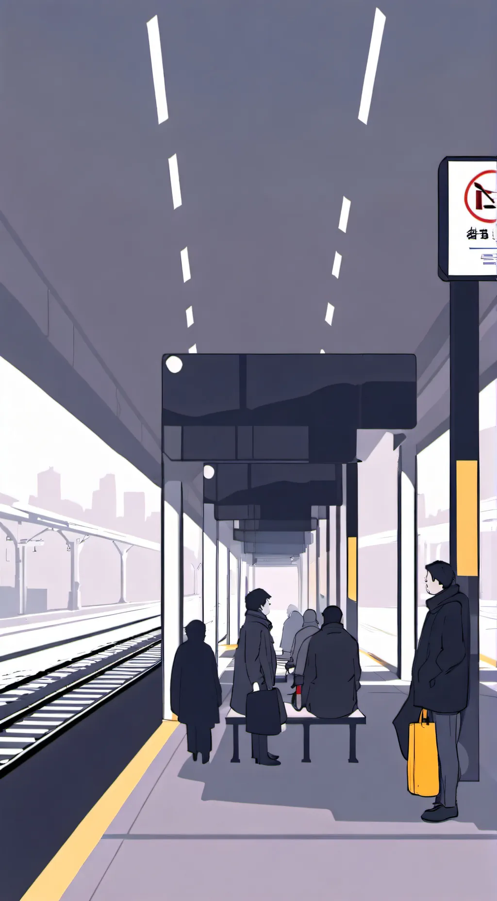 ai character: Train station rush background