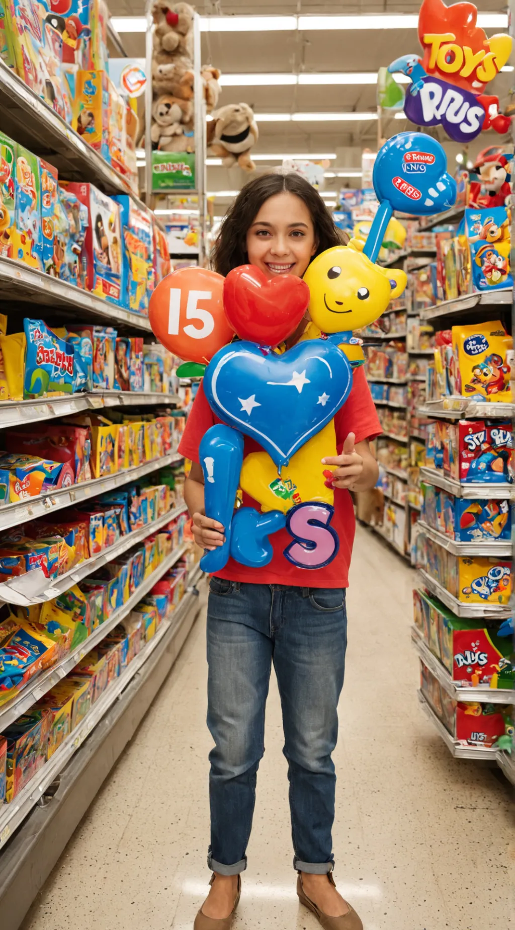 ai character:  toys r Us  background