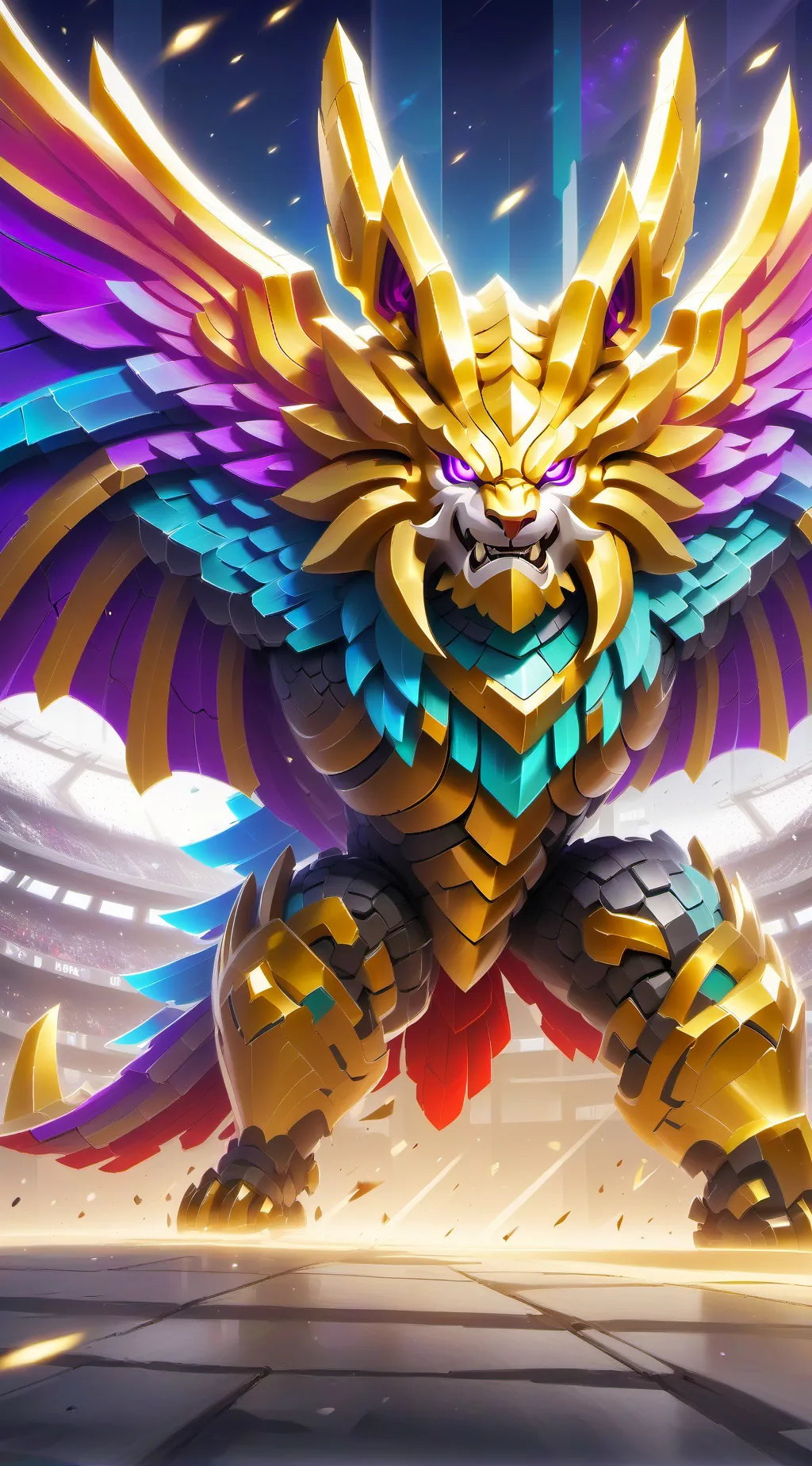 ai character: god lion  background