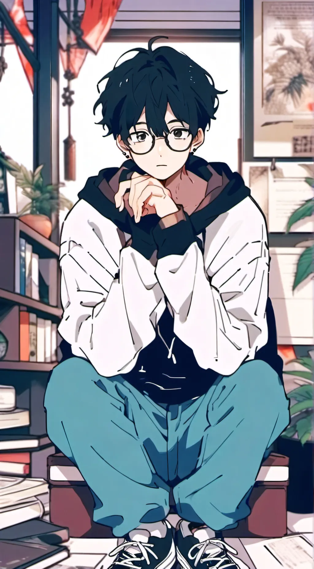 ai character: Nervous Nerd background