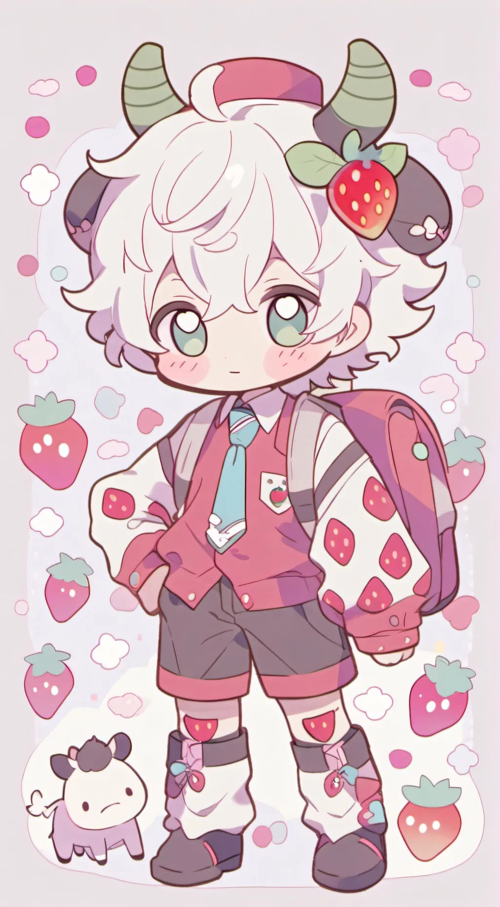 ai character: strawberry  background