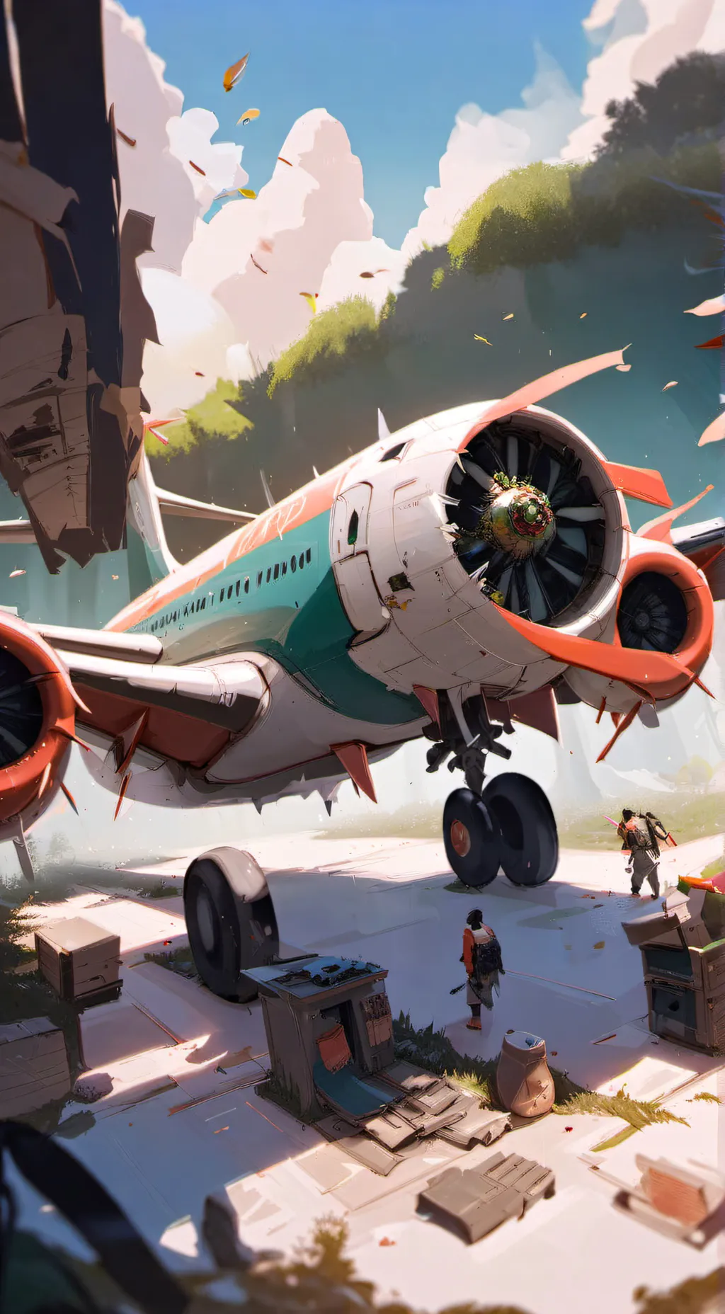 ai character: infectiected sky background