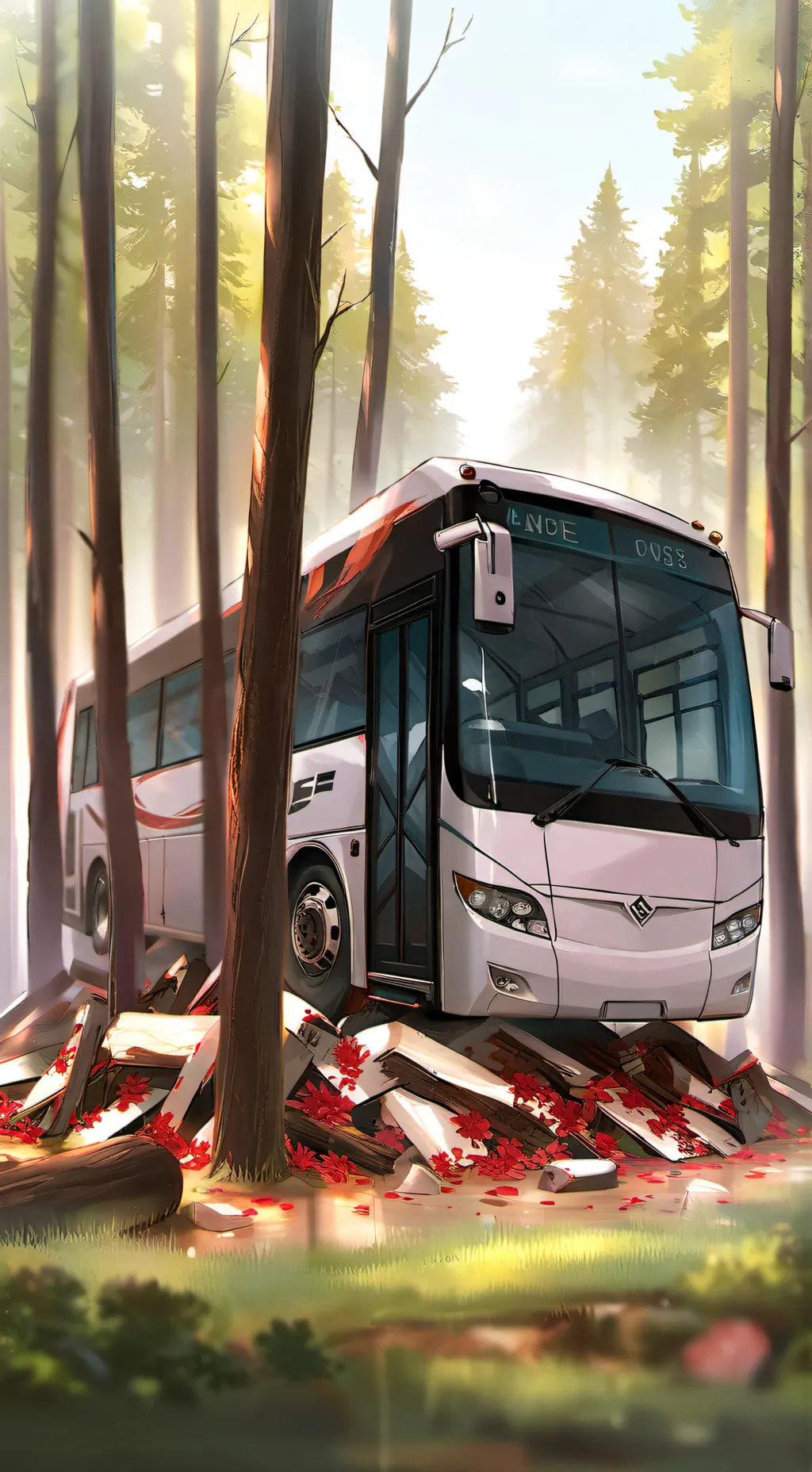 ai character: Mha bus crash  background