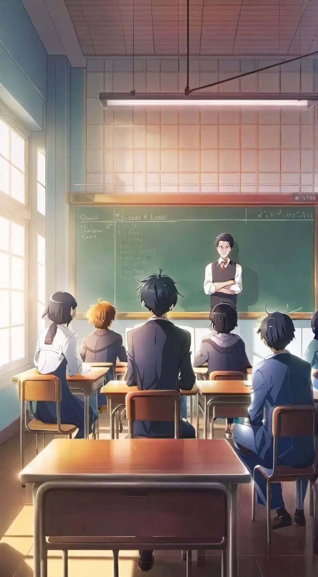 ai character: school classroom background