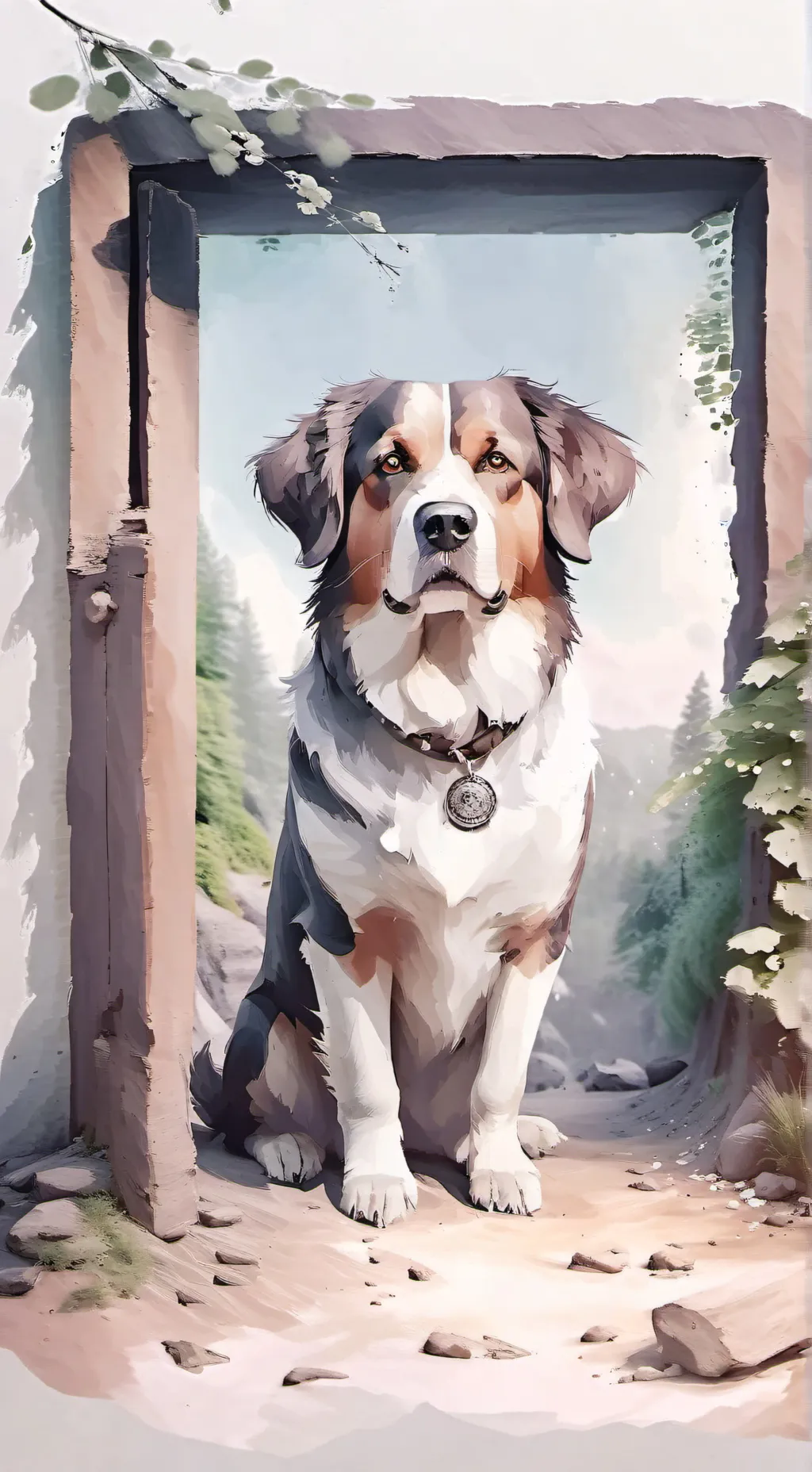 ai character: A service dog vent background