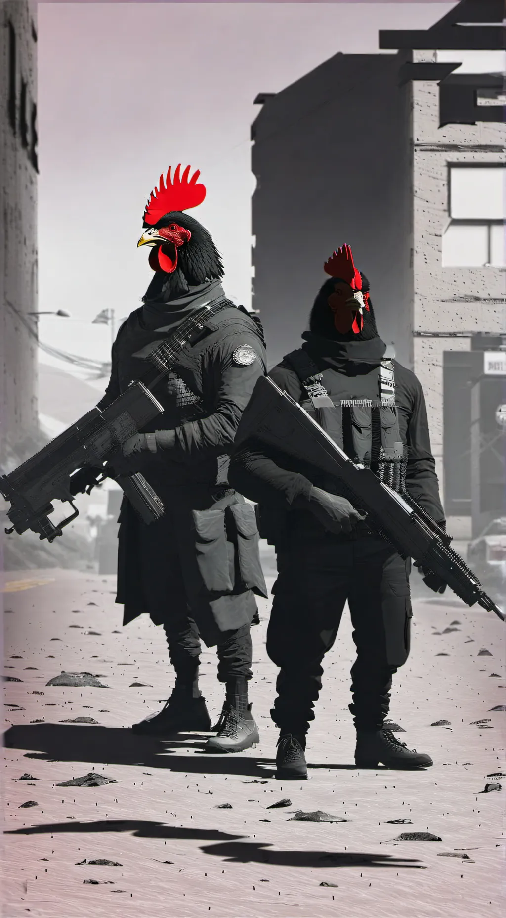 ai character: chicken gun background