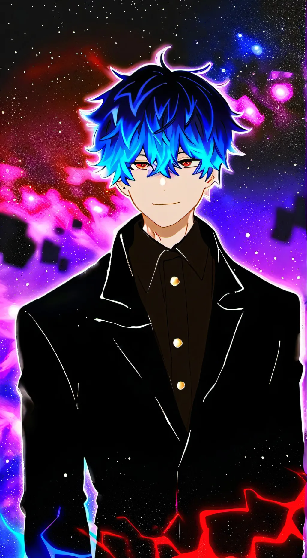 ai character: Mr blue background