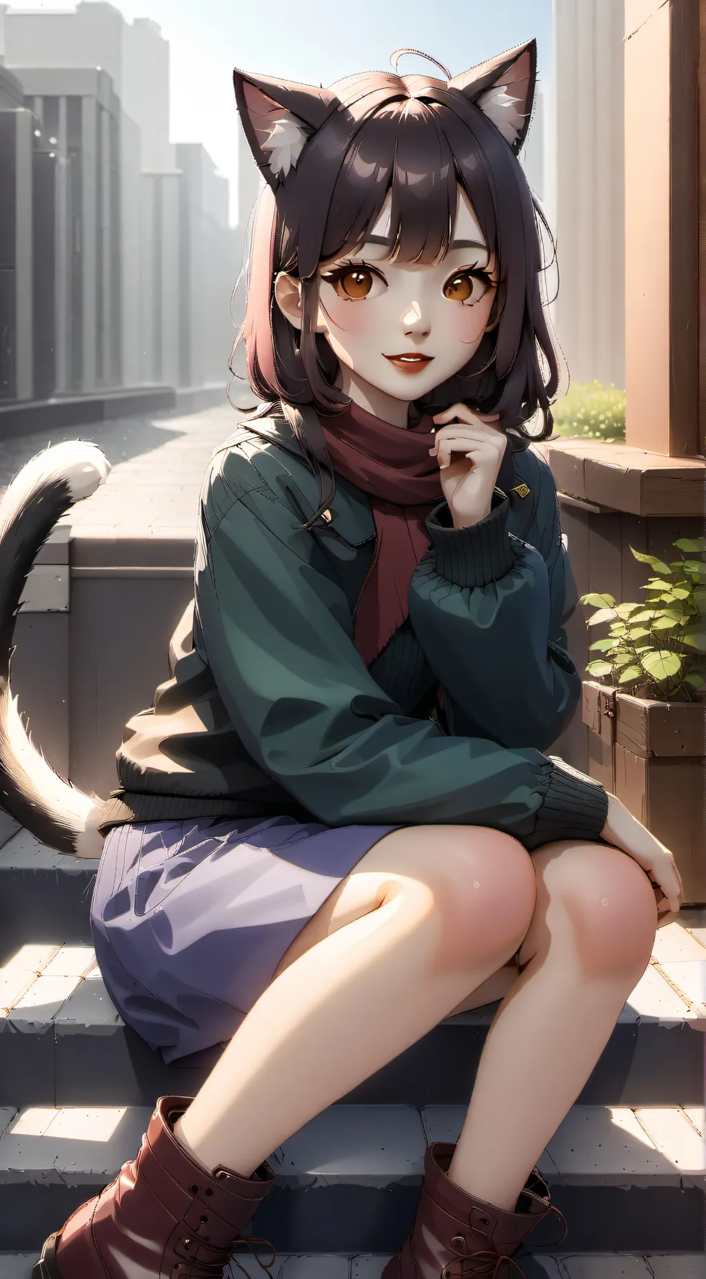 ai character: cat girl background