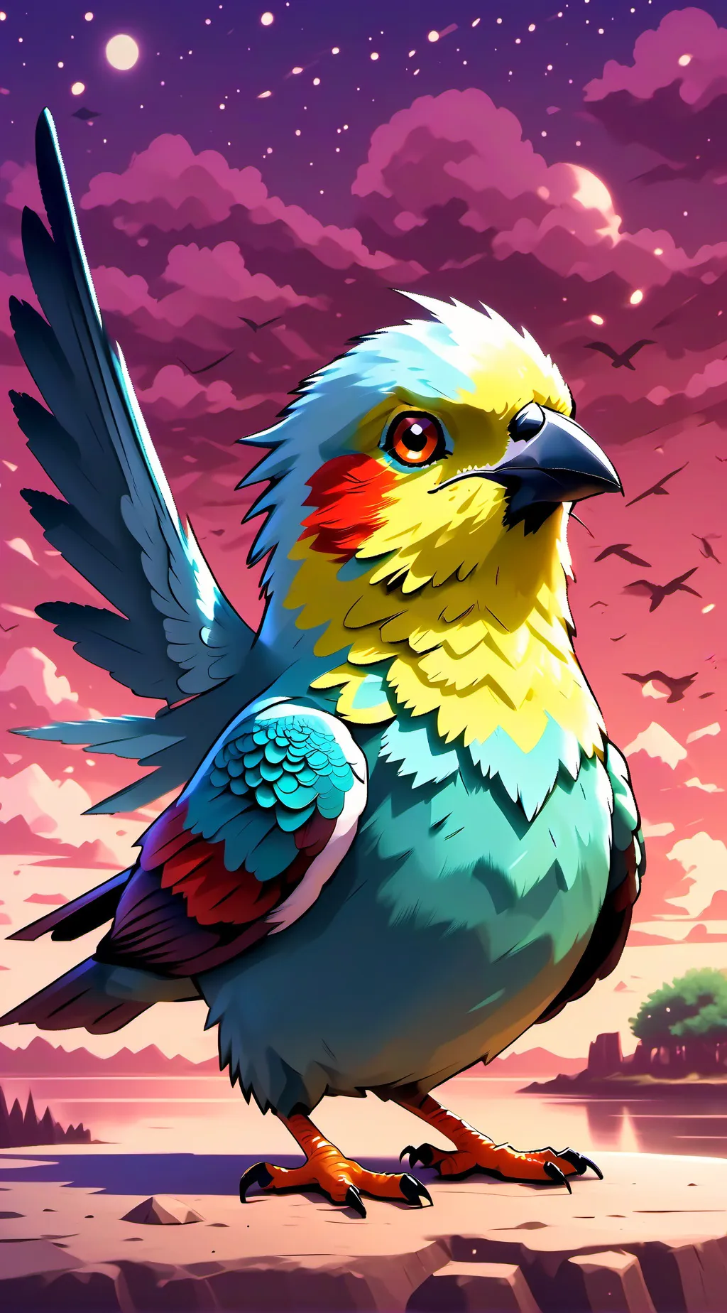 ai character: parrot  background