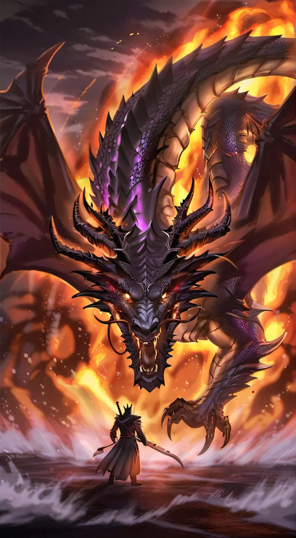 ai character: Fire dragon background