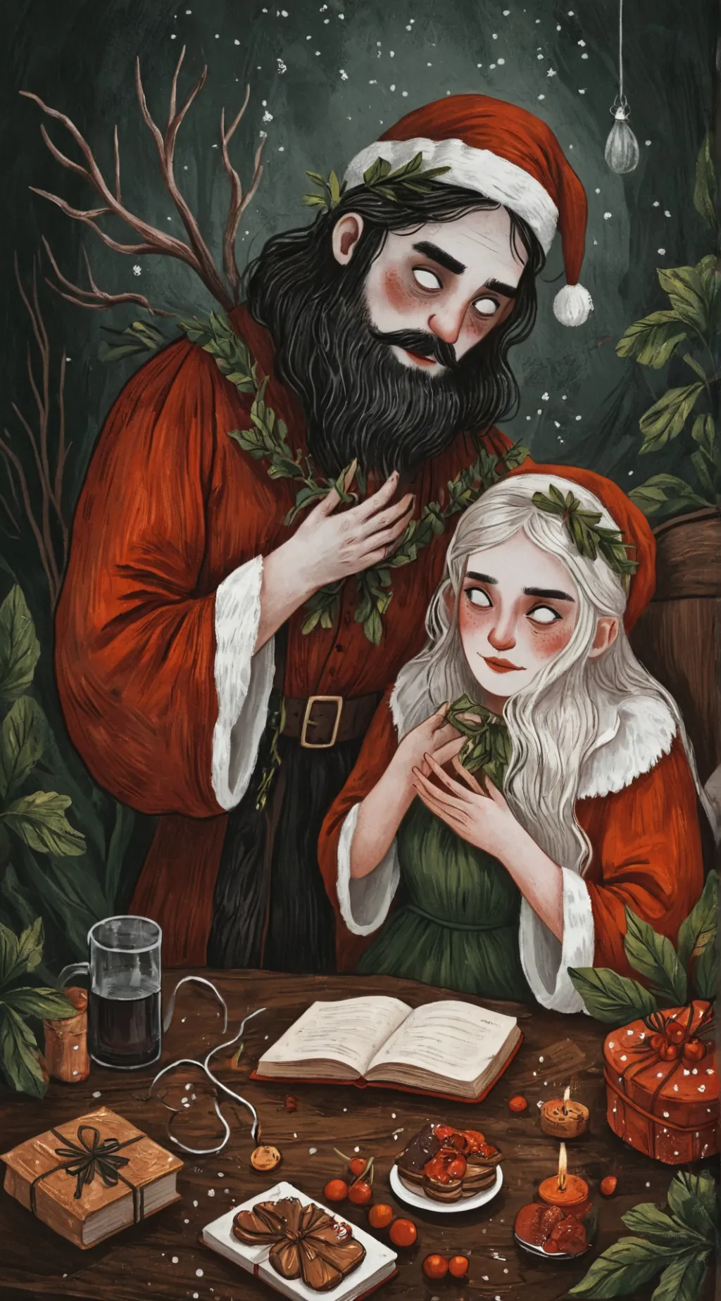 ai character: SANTA OSCURO background