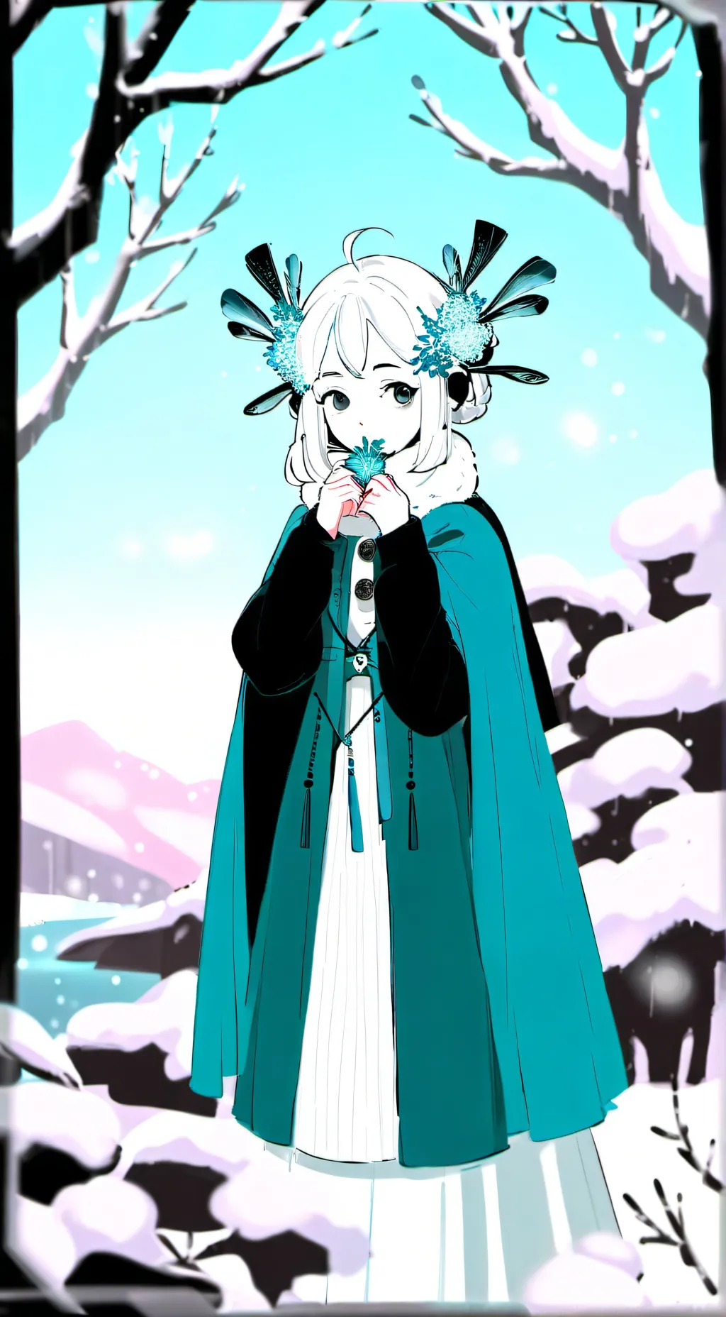 ai character: Snowy background