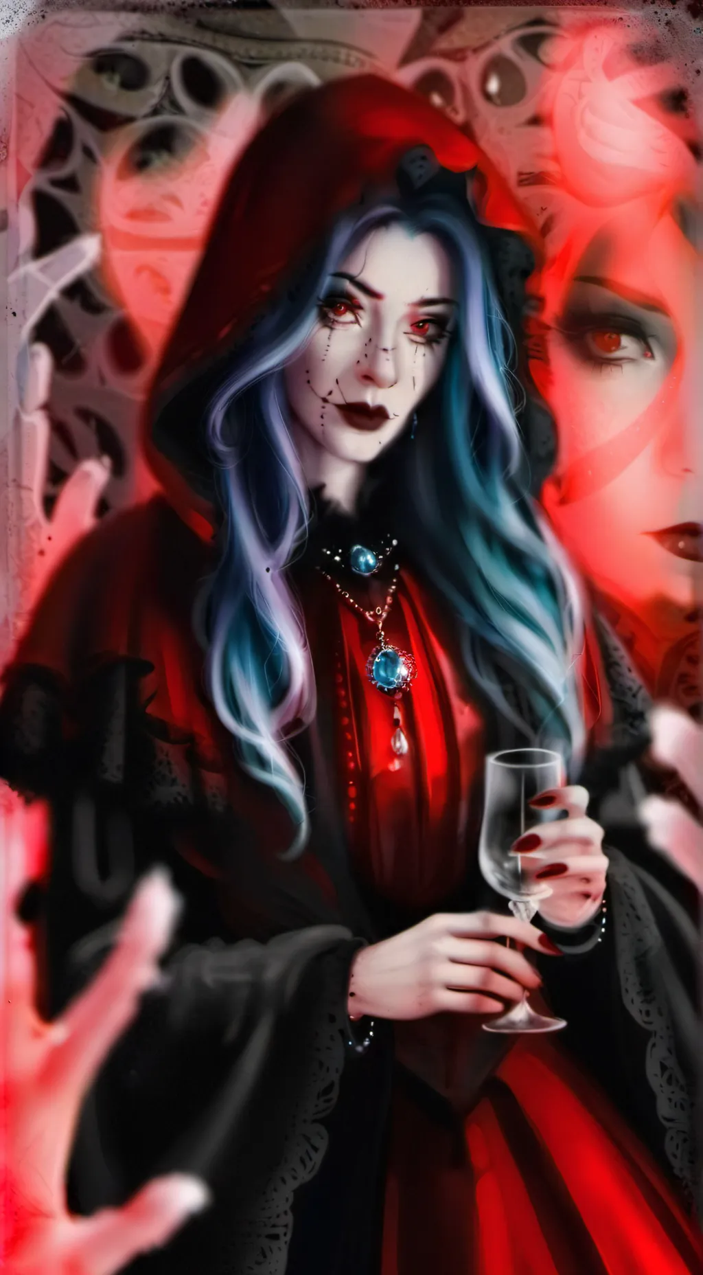 ai character: Red background