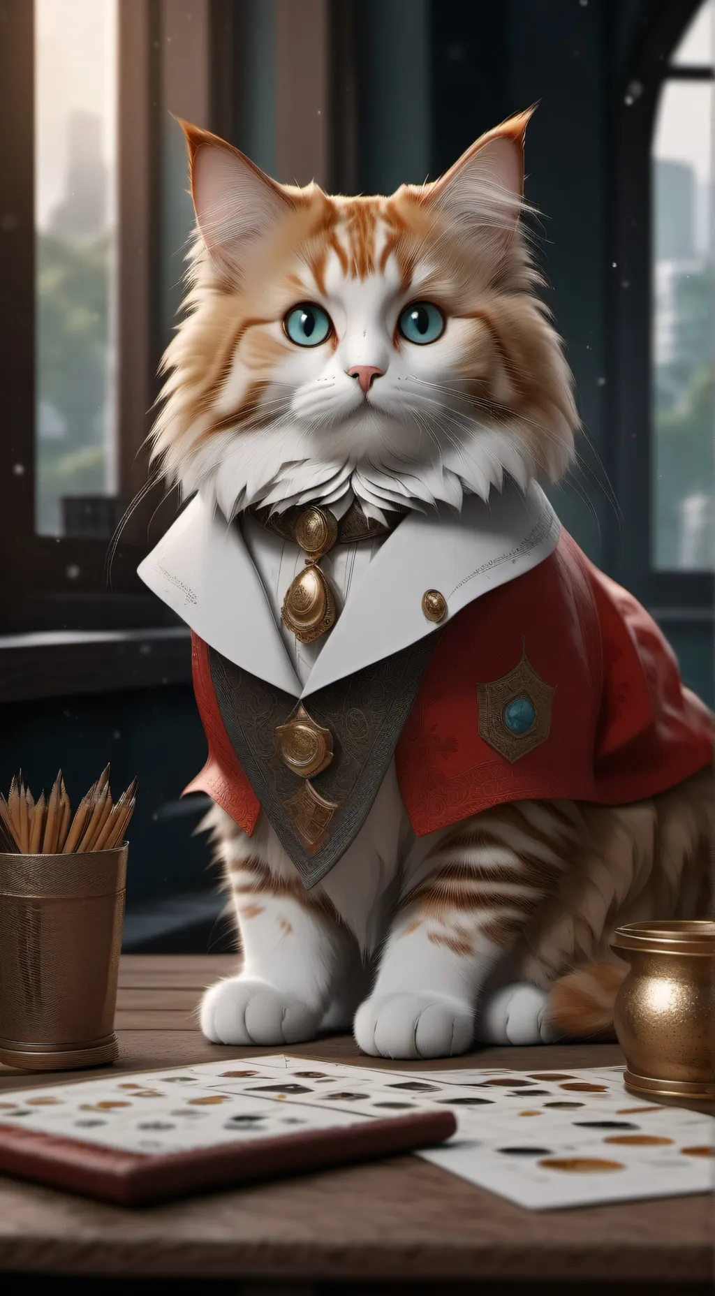 ai character: Emoji cat heat background