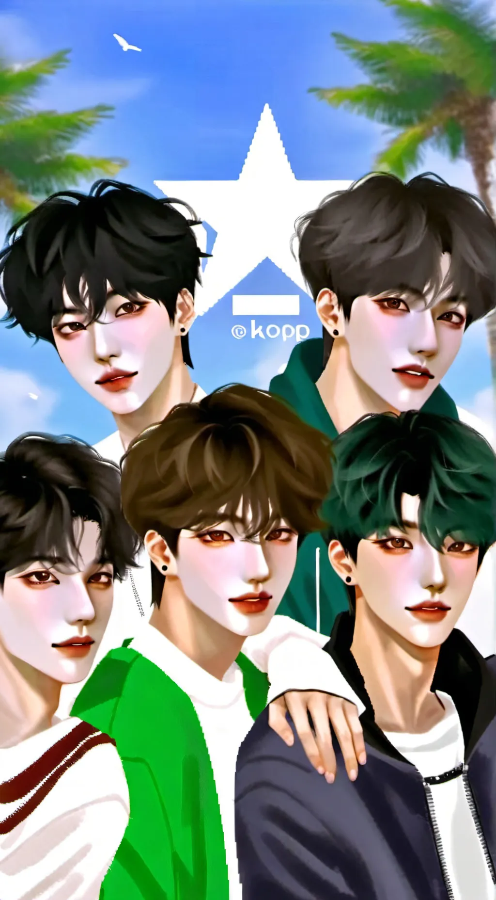 ai character: ūv , k-pop group  background