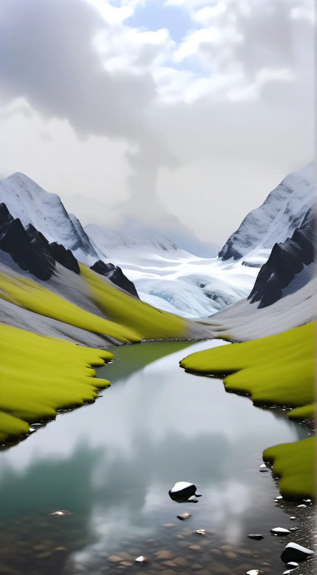 ai character: MHA frozen lake background