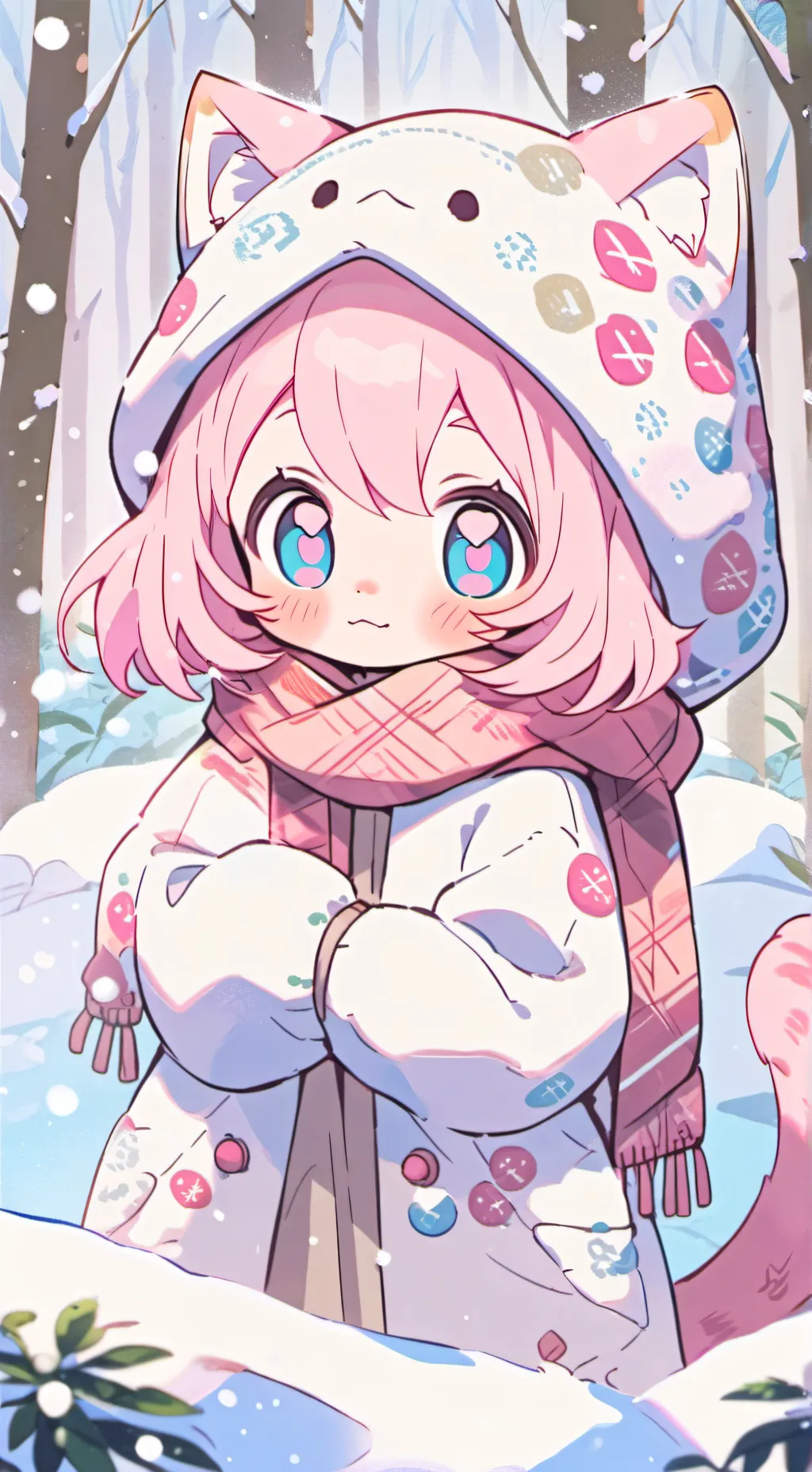 ai character: Kitty the Pink-Haired Feline background