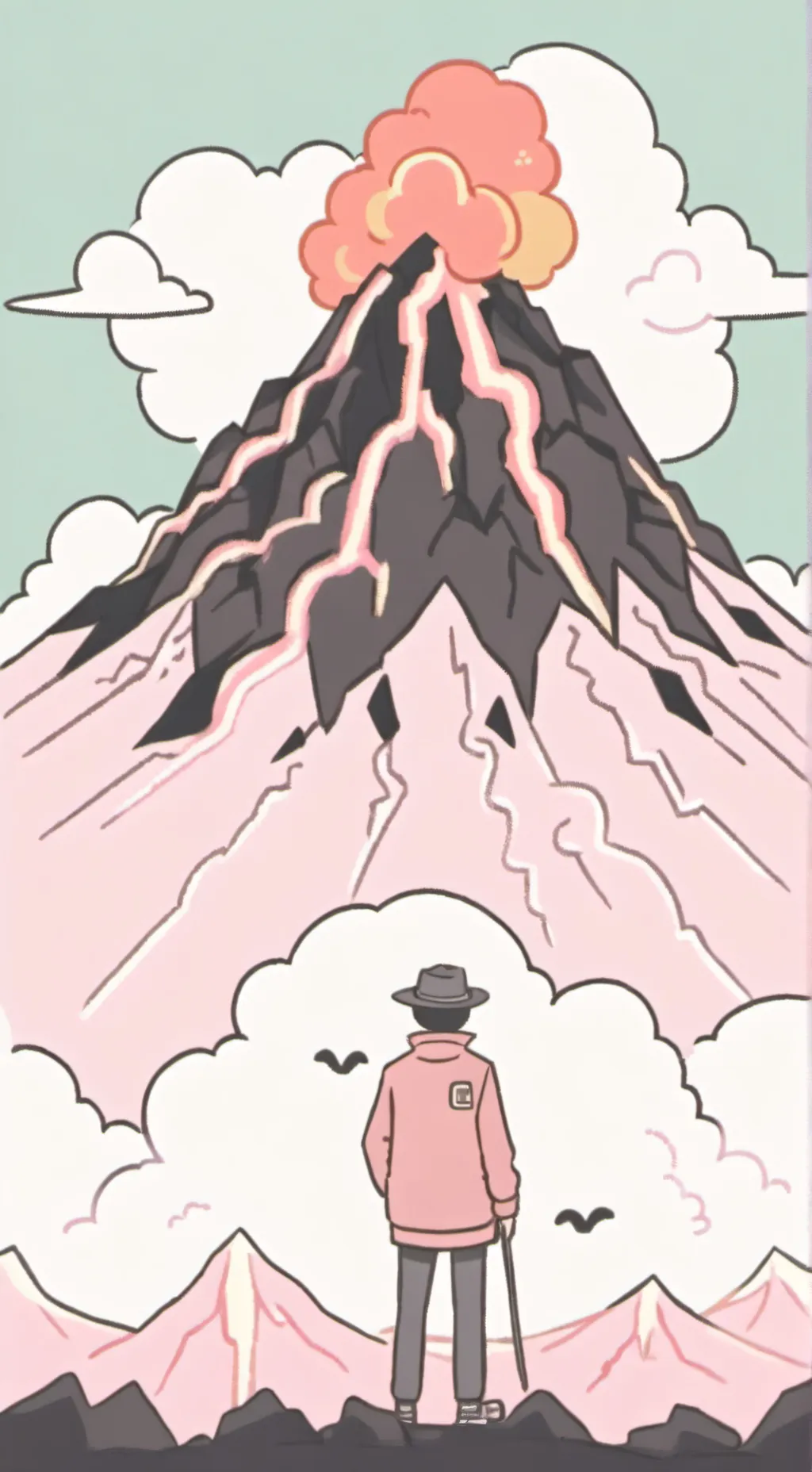 ai character: volcanic soup background