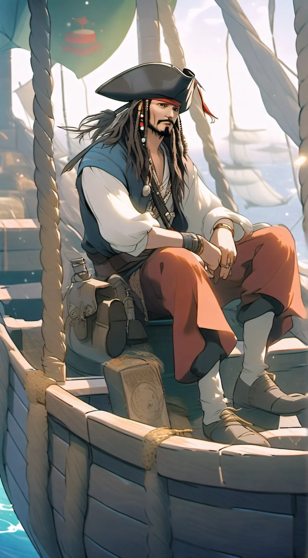 ai character: 🧭Jack sparrow 🧭 background