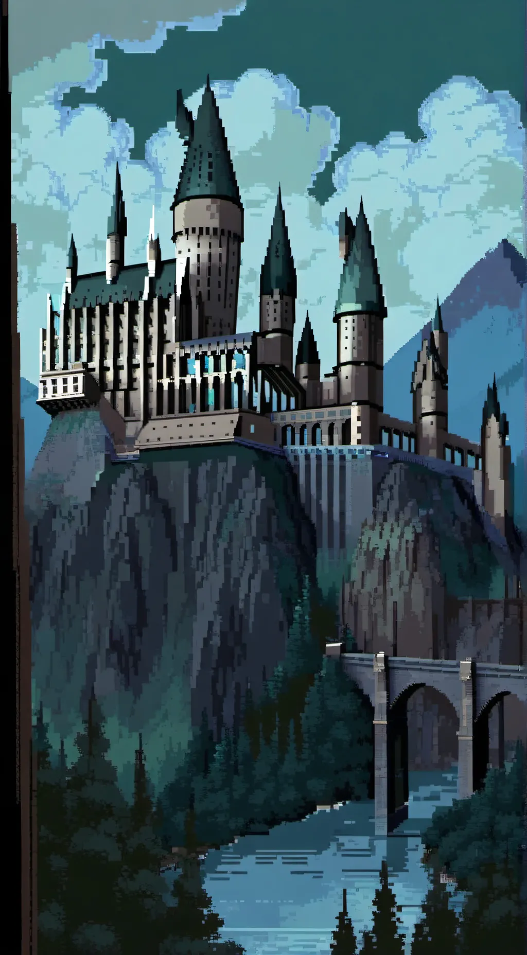 ai character: HOGWARTS X BLUEY background
