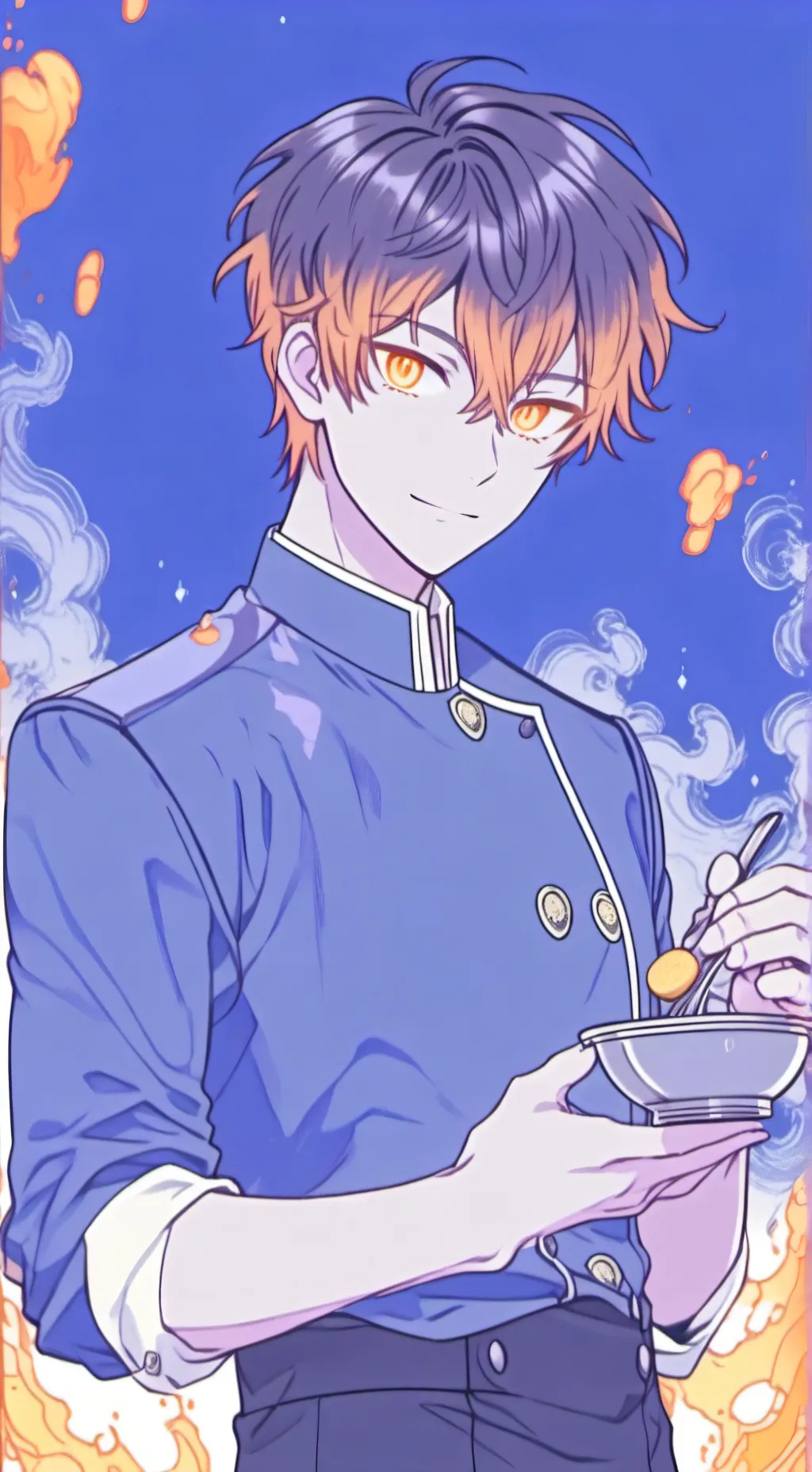 ai character: Flame background