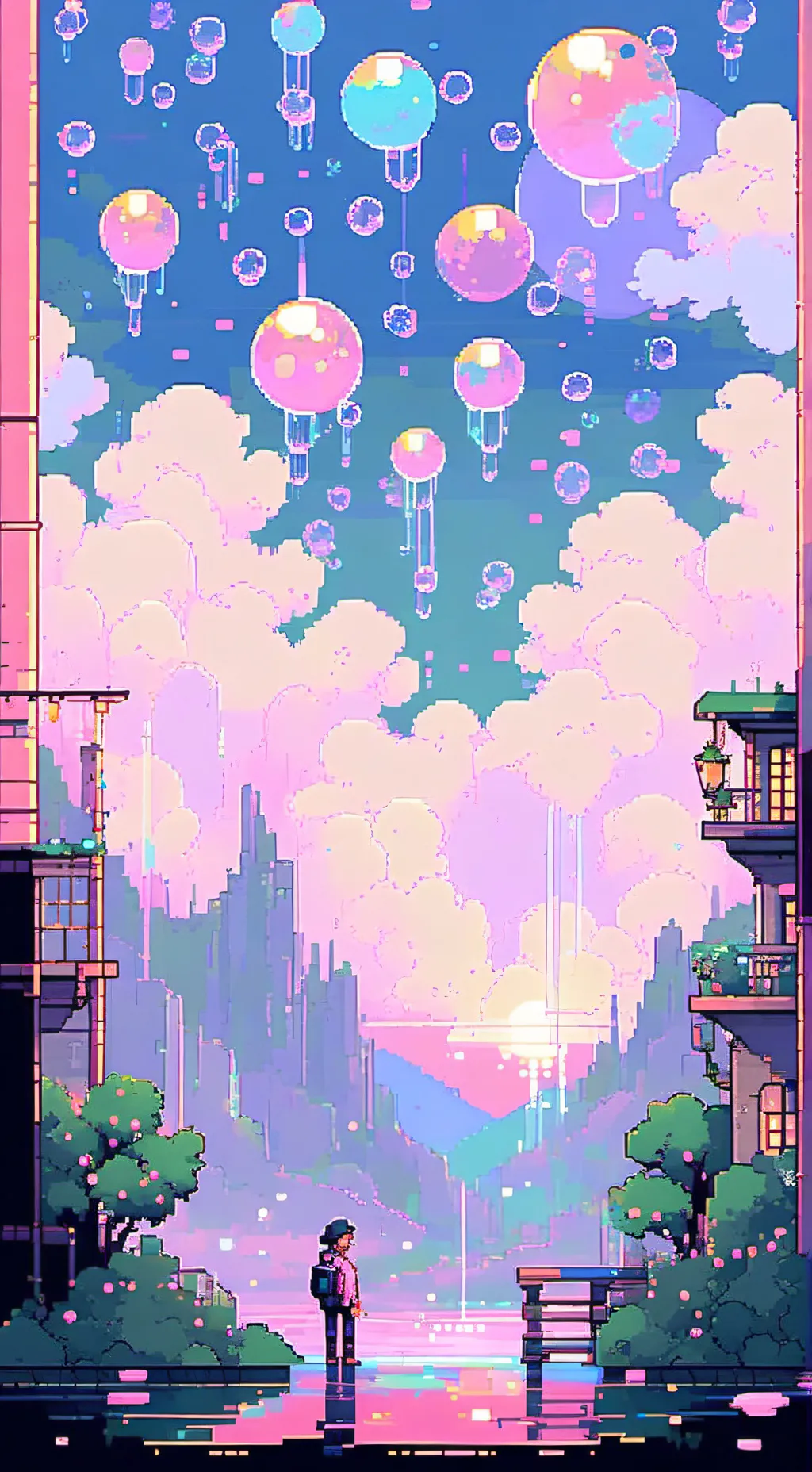 ai character: Dandy world Café background